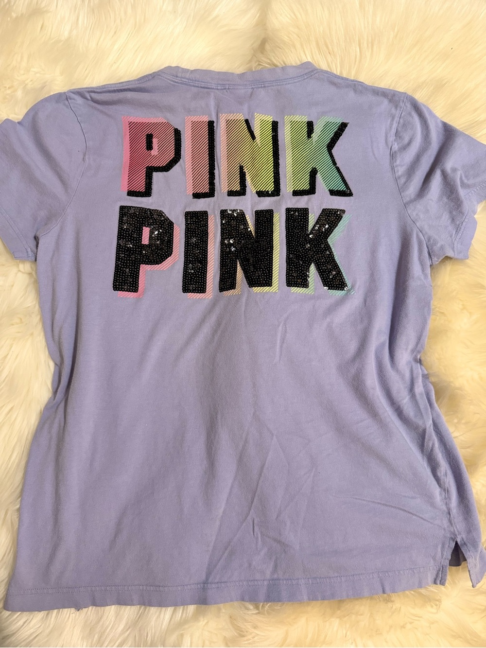 PINK Victoria's Secret Lavender Logo Sequin Tee